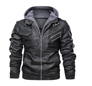 black and white leather jacket